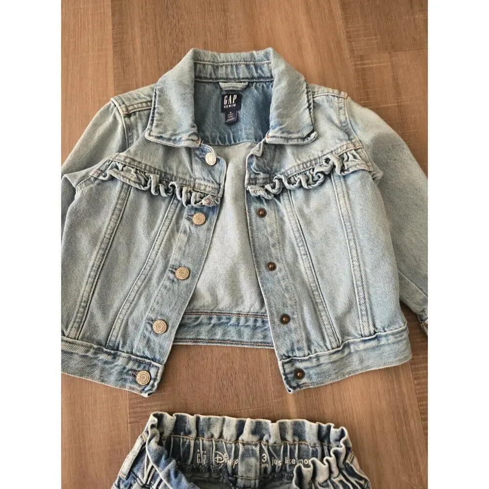 Gap Baby Disney Minnie Mouse Jean Jacket & Pants Set Size 3T Toddler Girls